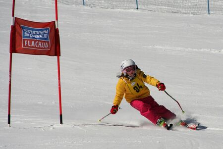 Bild: Gruppe beim Skifahren lernen